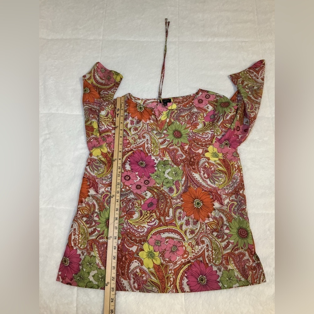 Talbots Floral Paisley Women's Top - Pink, Orange, Green - Picture 5 of 7